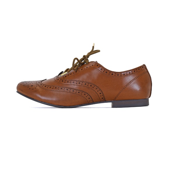 Brown Casual Oxford Lace Flats Oxford-88 - Picture 2 of 2